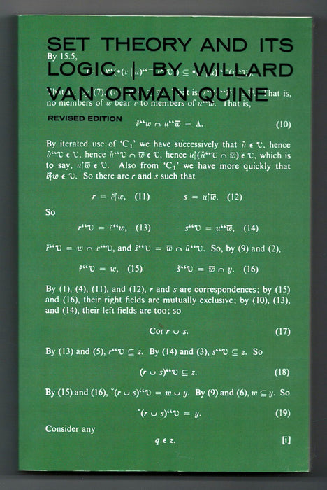 Set Theory and Its Logic by Willard Van Orman Quine