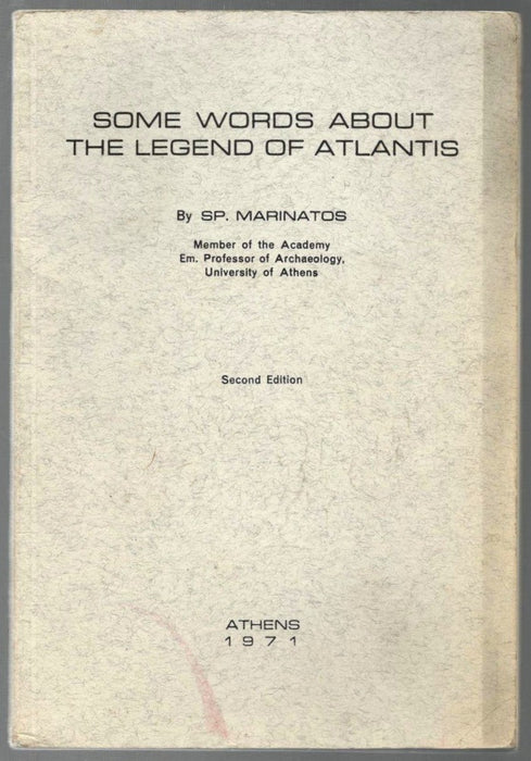 Some Words About the Legend of Atlantis by SP Marinatos